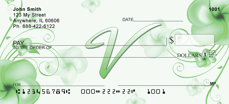 Floral Monogram V Personal Checks