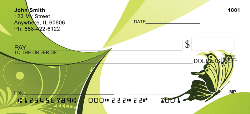 Butterflies Go Green Personal Checks
