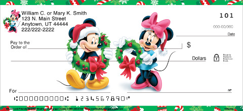Disney Mickey and Friends Holiday Art Checks