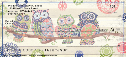 Groovy Owls Personalized Checks
