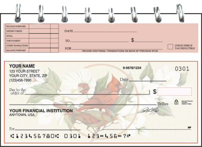 Birds and Blossoms Top Stub Checks Personal Checks