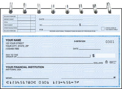 Blue Safety Top Stub Checks Personal Checks