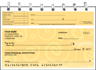 Swirls Top Stub Checks Personal Checks