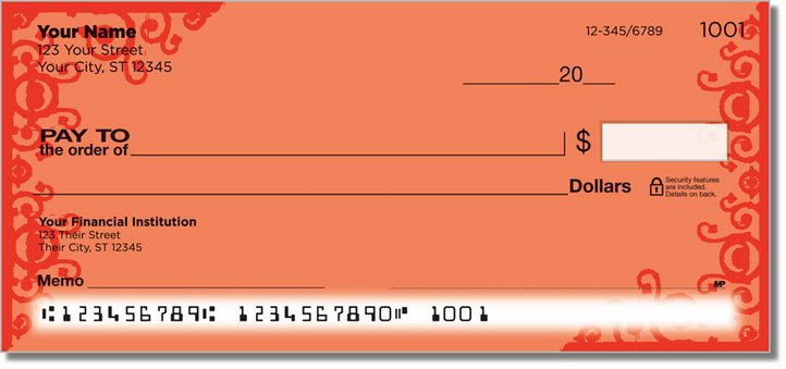 Red Corner Scroll Personal Checks