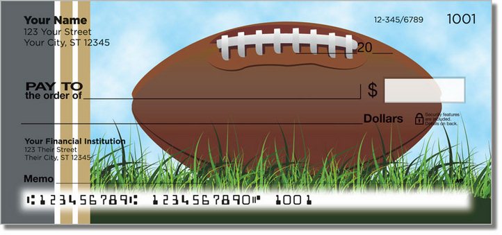 Black and Gold Football Fan Personal Checks
