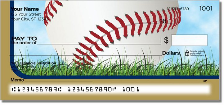 Blue and Gold Baseball Fan Personal Checks