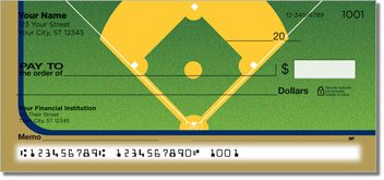 Blue and Gold Baseball Fan Personalized Checks