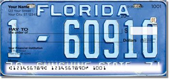 Florida License Plate Personalized Checks