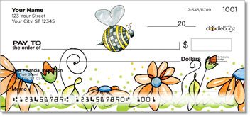 Orange Daisies with Bees Checks