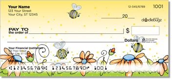 Orange Daisies with Bees Personalized Checks