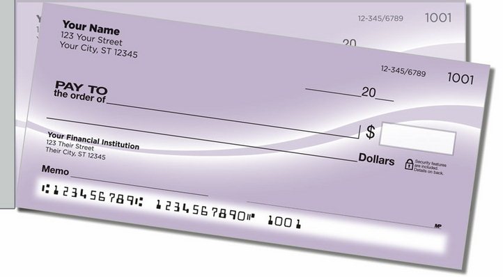 Purple Swoosh Side Tear Personal Checks