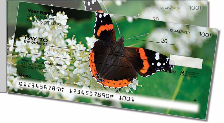 Red Admiral Butterfly Side Tear Personal Checks