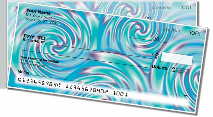 Psychedelic Swirl Side Tear Personal Checks