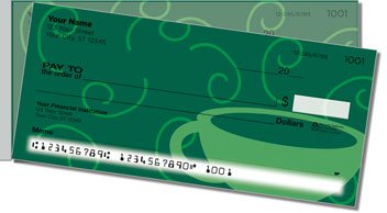 Cup of Coffee Side Tear Personalized Checks