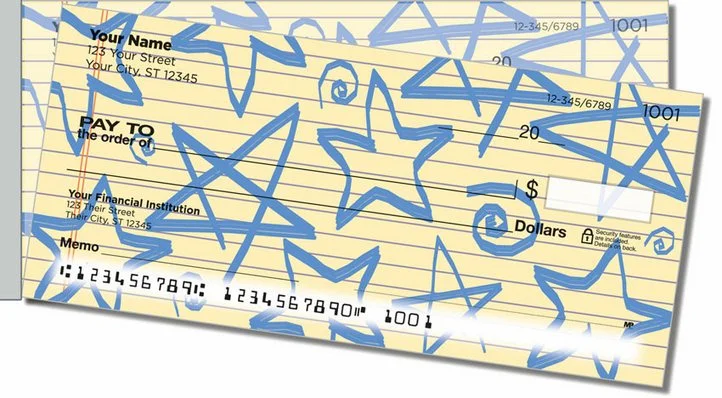 Cute Doodle Side Tear Personal Checks