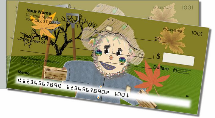 Smiling Scarecrow Side Tear Personal Checks
