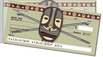 African Tribal Mask Side Tear Personalized Checks