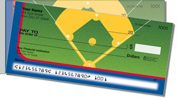 Red and Blue Baseball Fan Side Tear Personalized Checks