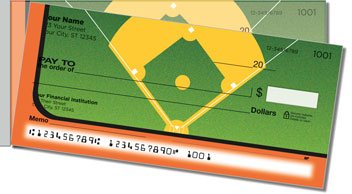 Orange and Black Baseball Fan Side Tear Personalized Checks