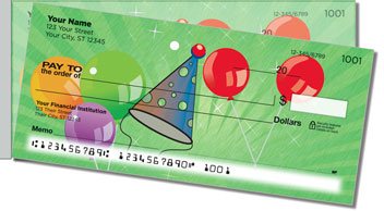 Party Balloon Side Tear Personalized Checks