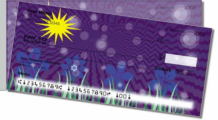 Cute Blue Flower Side Tear Personal Checks