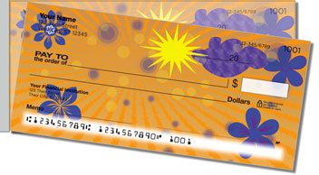 Cute Blue Flower Side Tear Personalized Checks