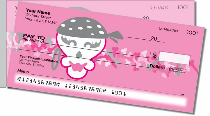 Girly Skull Side Tear Personal Checks