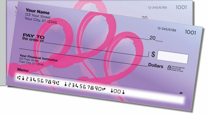 Pink Ribbon Side Tear 2 Personal Checks