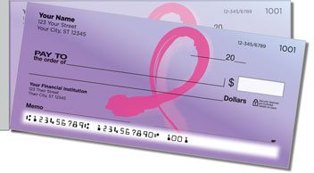 Pink Ribbon Side Tear 2 Personalized Checks