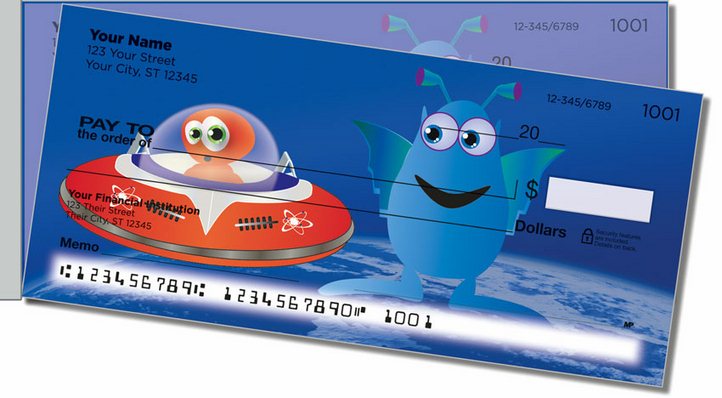 Adorable Alien Side Tear Personal Checks