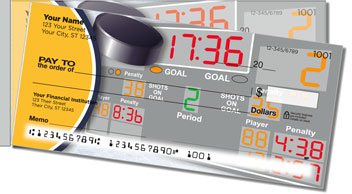 Blue and Gold Hockey Side Tear Personalized Checks