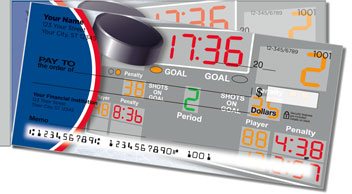 Red and Blue Hockey Side Tear Personalized Checks