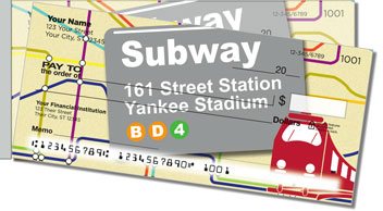 New York Subway Side Tear Personalized Checks