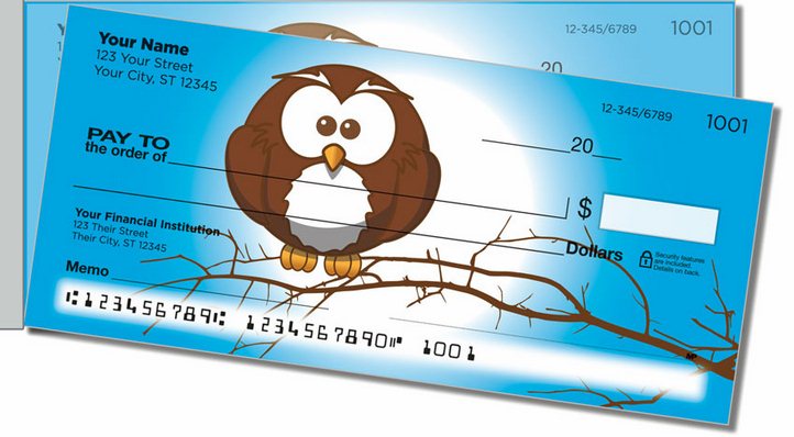Cartoon Owl Side Tear Personal Checks