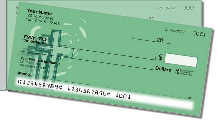Cross Symbol Side Tear Personal Checks