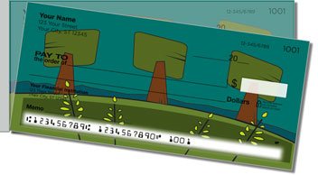 Folk Tree Side Tear Personalized Checks