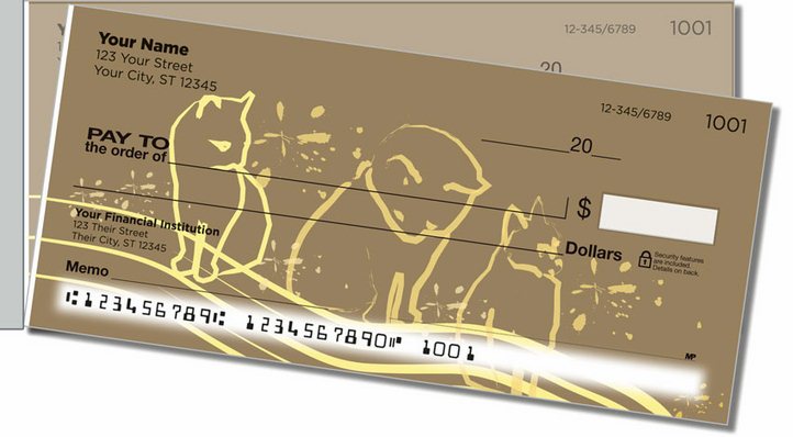 Cat Sketch Side Tear Personal Checks
