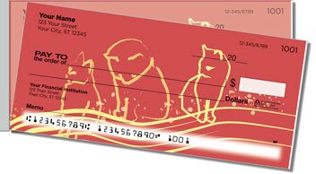 Cat Sketch Side Tear Personalized Checks