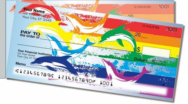 Rainbow Dolphin Side Tear Personal Checks
