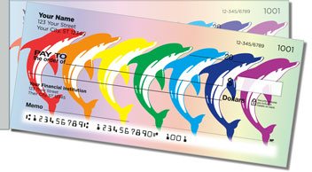 Rainbow Dolphin Side Tear Personalized Checks