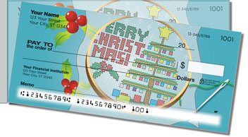 Christmas Cross Stitch Side Tear Personalized Checks