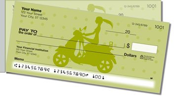 Scooter Girl Side Tear Personalized Checks