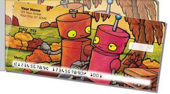 Robots In Love Side Tear Personalized Checks