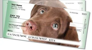 Chocolate Lab Pup Side Tear Personalized Checks