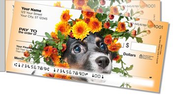 Pups in Bloom 1 Side Tear Personalized Checks
