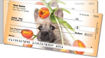 Pups in Bloom 2 Side Tear Personalized Checks