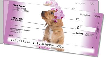 Pups in Bloom 3 Side Tear Personalized Checks