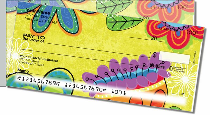 Fanciful Flower Side Tear Personal Checks