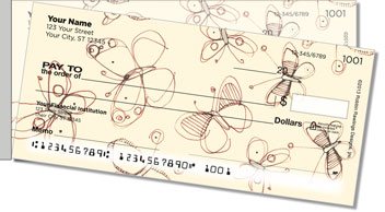 Sepia Butterflies Yellow Side Tear Personalized Checks
