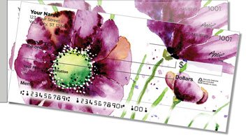Violet Poppies Side Tear Personalized Checks